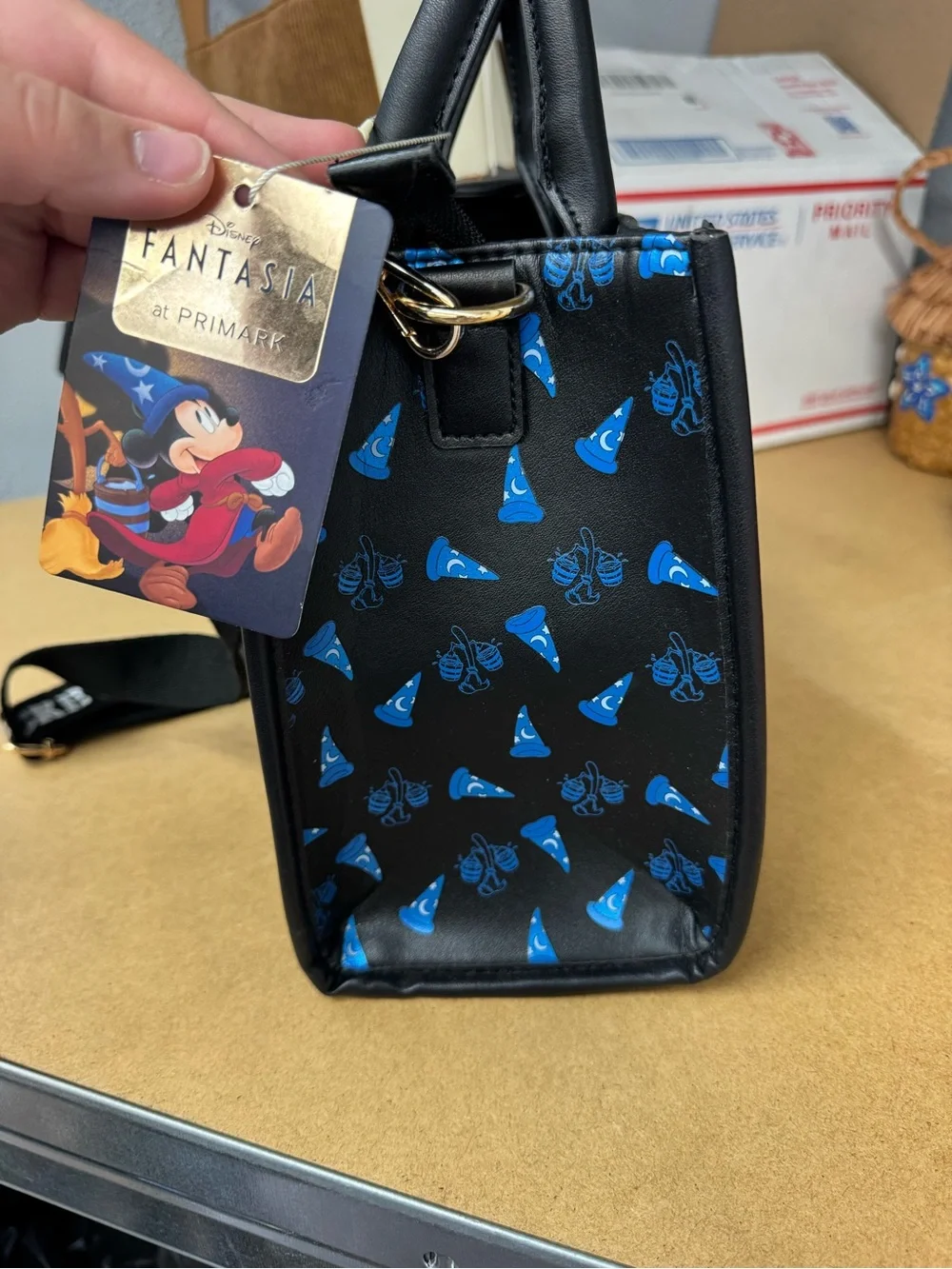 Primark Black Fantasia Mickey Tote Bag with Blue Lettering